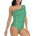 thumbnail image 3 of Honeii Bulldog Puppy Flower for women's one-piece swimsuit featuring a chic one-shoulder design experience elegance and style in the water-Small, 3 of 6
