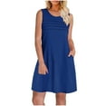 thumbnail image 4 of ZZwxWA Beach Dresses for Women 2025 Vacation Women's Summer Sleeveless Sundress Casual Pleated Mini Dress with Pockets, 4 of 6