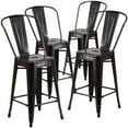 thumbnail image 2 of Flash Furniture Commercial Grade 4 Pack 24" High Black-Antique Gold Metal Indoor-Outdoor Counter Height Stool with Removable Back, 2 of 14