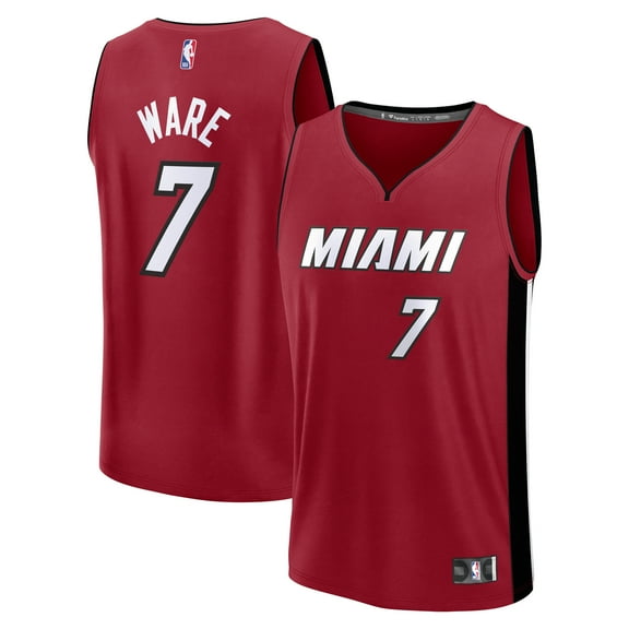 Men's Fanatics Kel'el Ware Red Miami Heat Fast Break Player Jersey - Statement Edition