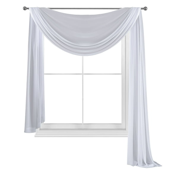 1 X White Elegance Sheer Scarf Valance 216'' Long