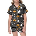 thumbnail image 3 of FYDUU Girls Button Down Pajamas Set Kids Halloween Pajama Sets Short Sleeve Shirt And Shorts Sleepwear Set Soft Nightwear Loungewear Outfits Nightclothes 4-5 Years, 3 of 4