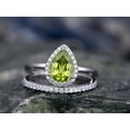 thumbnail image 3 of HeartsAndYou 2ct Natural Green Peridot Bridal Set Halo Engagement Ring 14k SOLID White Gold, 3 of 9