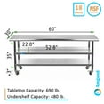 thumbnail image 3 of AmGood 60" Long x 30" Deep Stainless Steel Work Table with 2 Shelves and wheels | Commercial & Residential NSF Utility Table | Metal Food Prep Station, 3 of 8