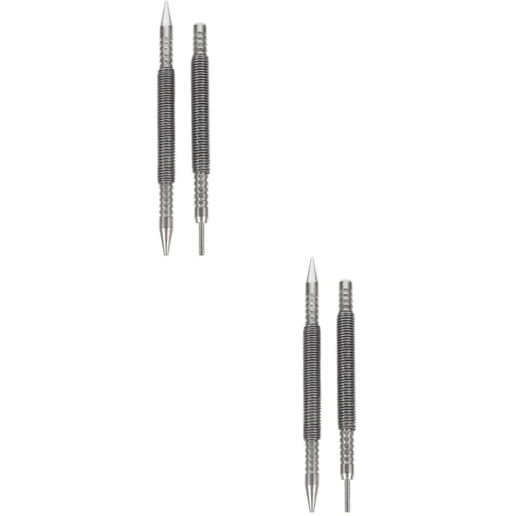 MERRYHAPY Spring Nail Set Tool Silver Carbon Steel for Woodworking 4Pcs