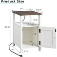 thumbnail image 2 of SinCiDo Farmhouse Nightstand Set of 2 with Charging Station, Barn Door & Open Shelves, White Wood, 2 of 6