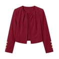 thumbnail image 5 of cocolona Cropped Blazers for Women Business Casual Long Sleeve Crew Neck Pleated Jacket Lightweight Work Office Cardigan, 5 of 6
