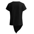 thumbnail image 7 of TYGHBN Women Summer Solid Color Top Knotted Asymmetrical Round Neck Knotted Short Sleeve T Shirt Short Sleeve T Shirt Ladies Long Sleeve T Shirts Long Sleeve T Shirt Tee Shirks for Women Burnout Tee, 7 of 7