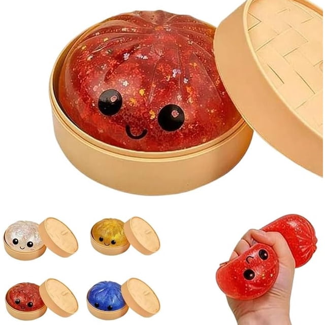 Mystery Giant Dumpling Squishies Burdeos, Caja Misteriosa Sorpresa Oficina Casa, Bola Sensorial Anti-estrés Adulto Purpurina Arcoíris, Bollo Vapor Simulado, Relleno Bolsas Regalo