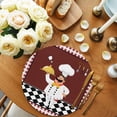 thumbnail image 2 of Fat Chef Round 13 Inch Placemats Set of 4, Red Gourmet Kitchen Red Black Buffalo Plaid HeatResistant Non Slip Place Mats for Dining Table, Wipeable Braided Kitchen Table Mats for Housewarming, 2 of 9