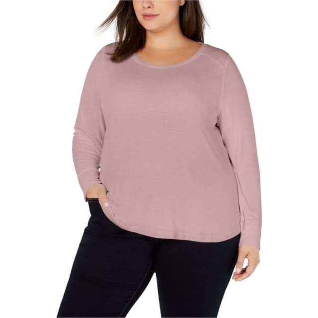 INC T-Shirt de Base Côtelé pour Femmes, Rose, Grande Taille, 1X
