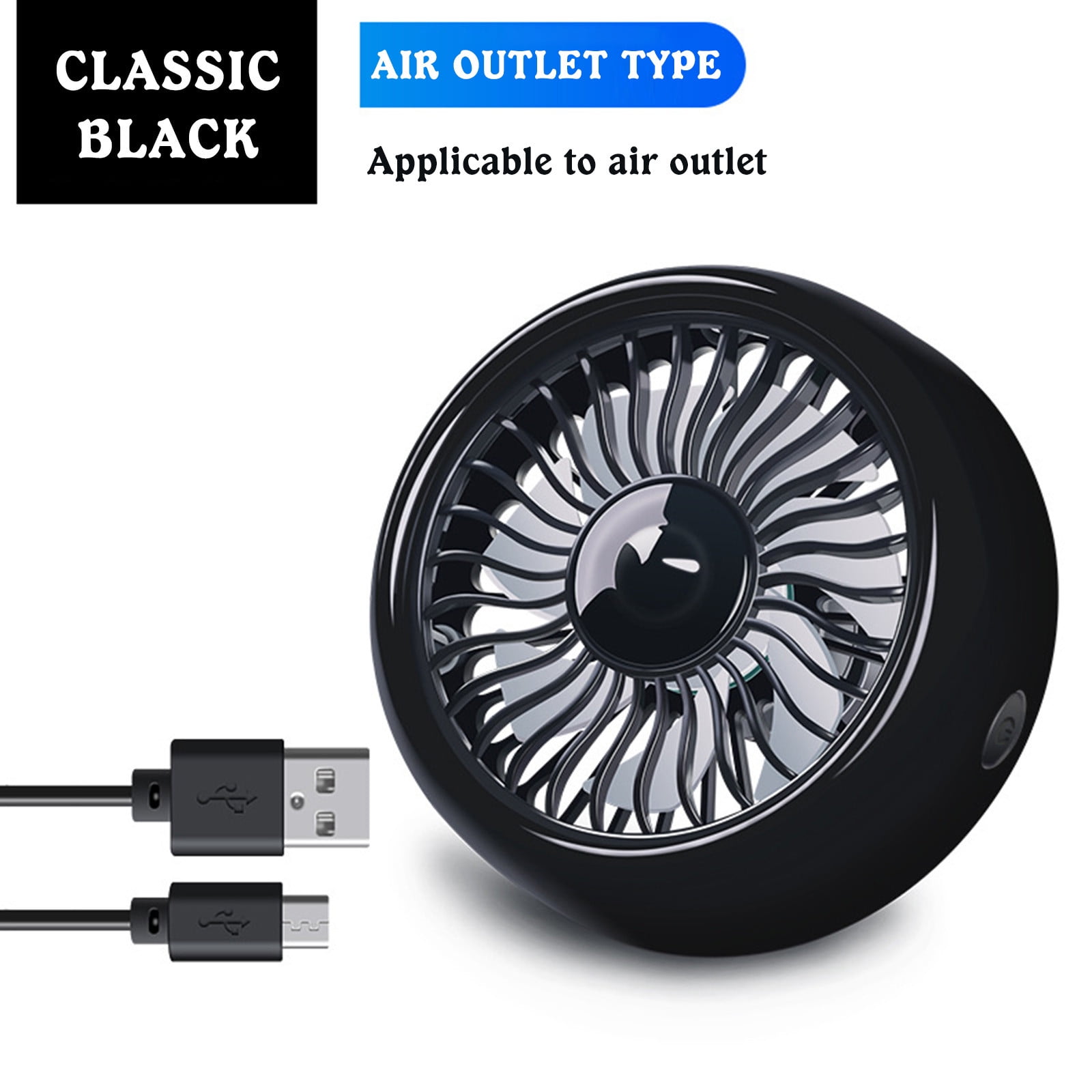 Ohmyroo Car Vent Fan 360 Degree Rotating USB Powered Vehicle Cooling Fan with Secure Clip for SUV Truck