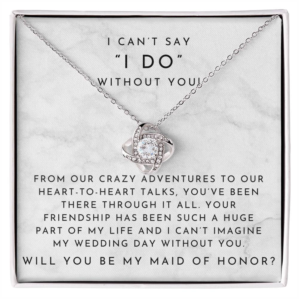 Maid Of Honor Timeless Marble Necklace, White Love Knot Necklace