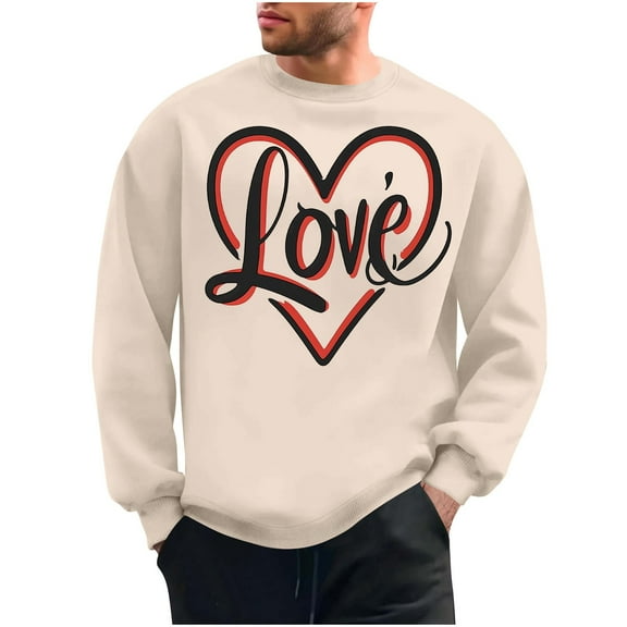 NuoCaiYun Sweatshirt for Men Fashion Valentine's Day Print Pullover Long Sleeve Crew Neck Casual Loose Comfort Tops