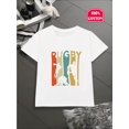thumbnail image 1 of Rugby T-shirt - Boys' Rugby Graphic Tee - Casual Cotton Short Sleeve T-Shirt with Cartoon Print, Round Neck, Machine Washable - Ideal for Spring/Summer and Holiday Gifts, 1 of 6