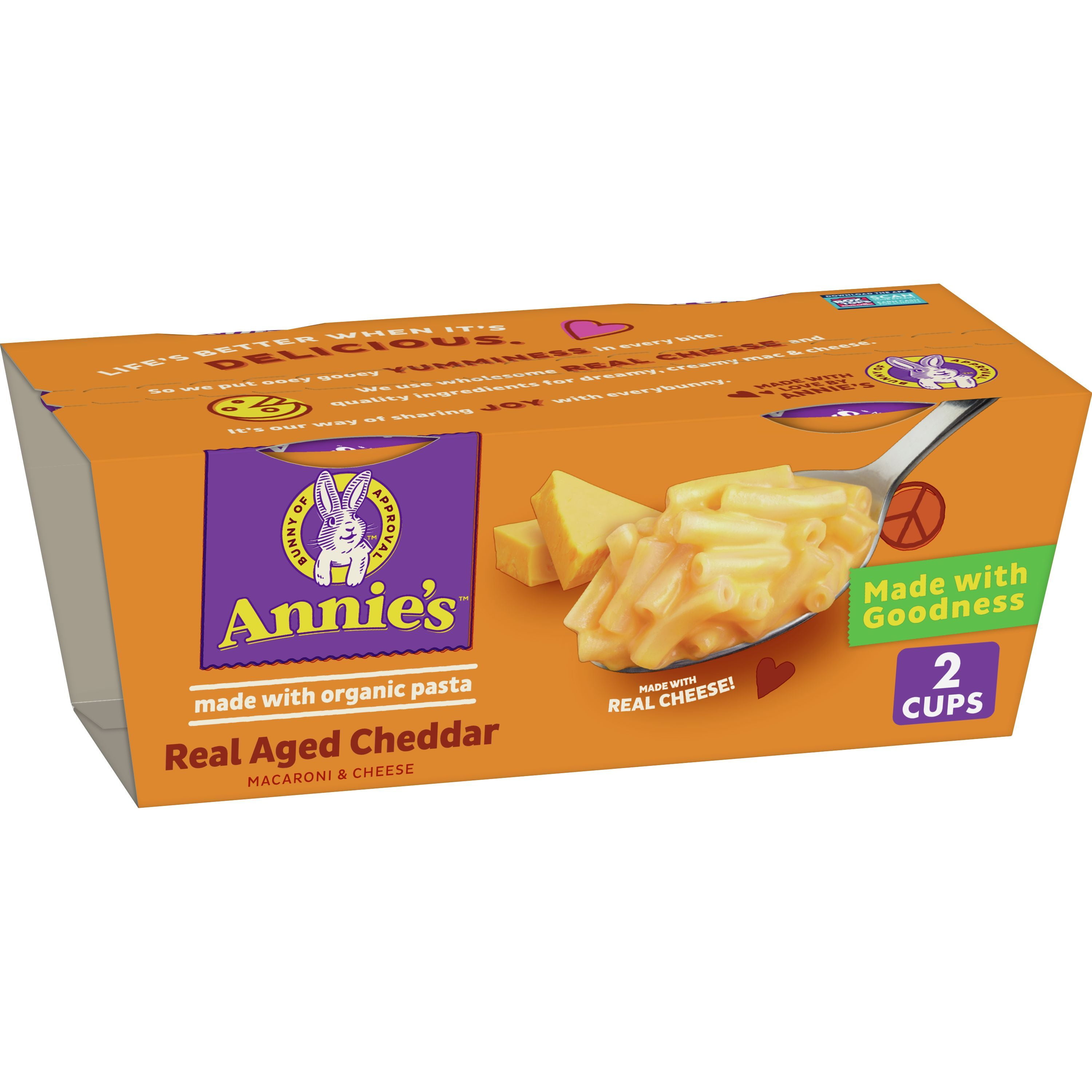 Annie's Real Aged Cheddar Microwave Mac & Cheese with Organic Pasta, 2 Ct, 2.01 OZ Cups