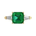 thumbnail image 2 of 3ct asscher cut green emerald 18k yellow gold 3 stone Bridal Wedding Engagement Promise Anniversary Ring for Women size 3, 2 of 7