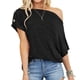 thumbnail image 2 of Camisa informal sin mangas, color liso, camiseta básica para el trabajo y las compras, negra, talla XL, top de verano con hombros descubiertos para mujer, 2 of 6