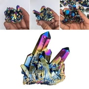 Rainbow Aura Titanium Quartz Crystal Cluster Specimen Stone Healing