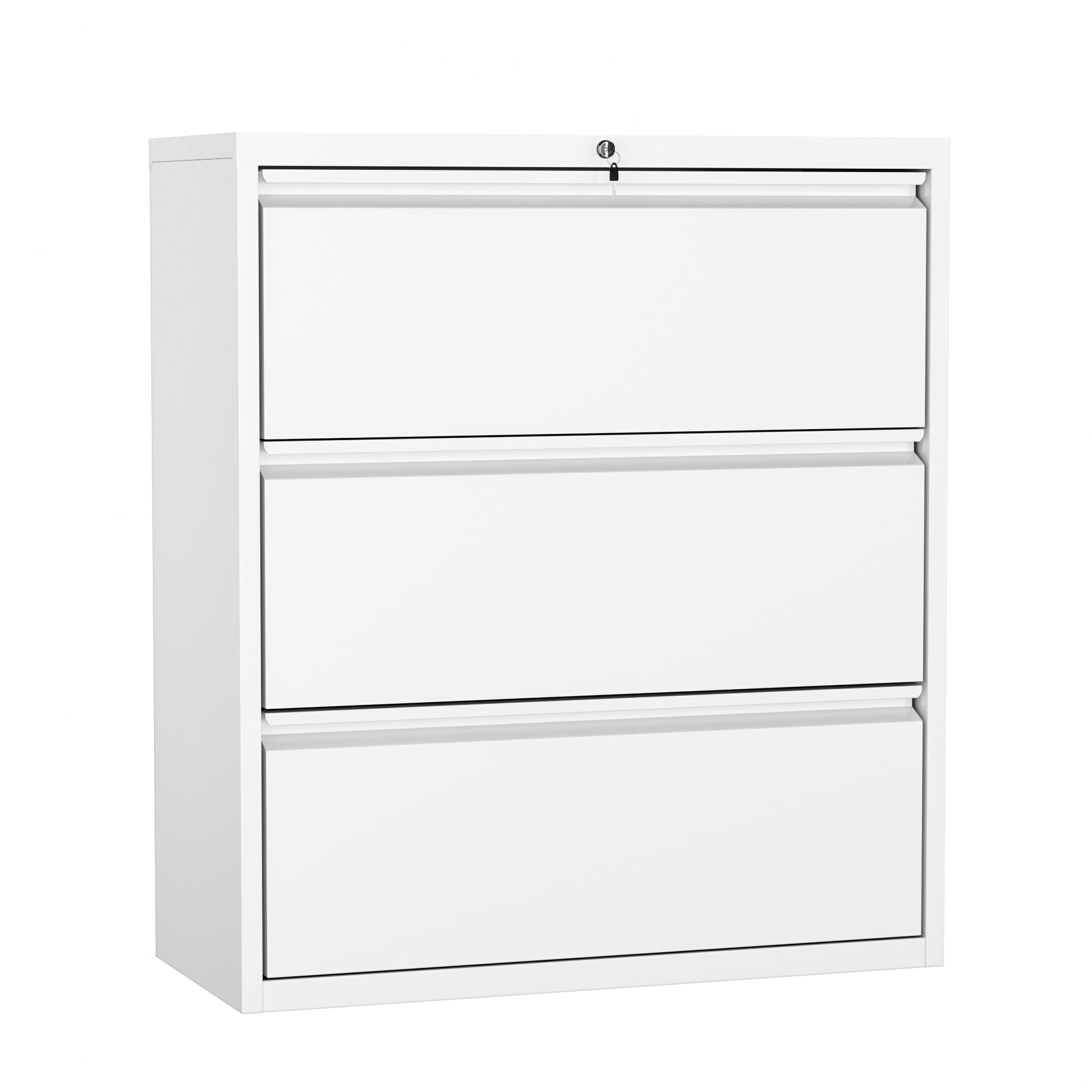 SUNCROWN 3 Drawer Filing Cabinet, White Lateral File Cabinet with Lock, Lockable Metal File Cabinets with Adjustable Hanging Bars&2 Keys, Locking File Cabinet for Home Office, Legal/F4/Letter, Etc