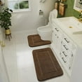 thumbnail image 6 of Homore Bathroom Rugs Sets, Luxury Bath Mat Set Anti-Slip Bath Rug and U-Shaped Toilet Mat Brown, 6 of 6