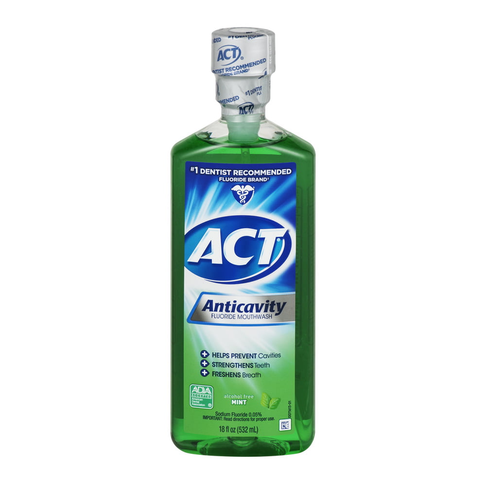 ACT Anticavity Alcohol Free Mint Mouthwash, 18oz.