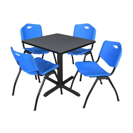 UPC: 0843532019788 | Regency Cain Square Breakroom Table with 4 Stackable M Chairs