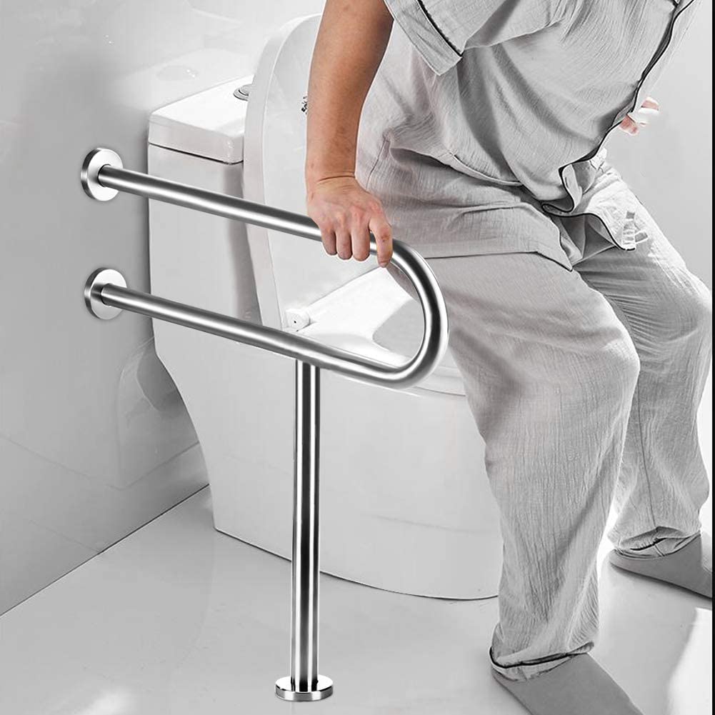 Kojem Toilet Support Rail Handrail Handicap Grab Bar Rails 24 inch Bathroom Safety Bathtub Bar Wall Mount Support Assist Grips for Disabled Elderly Pregnant 304 Stainless Steel