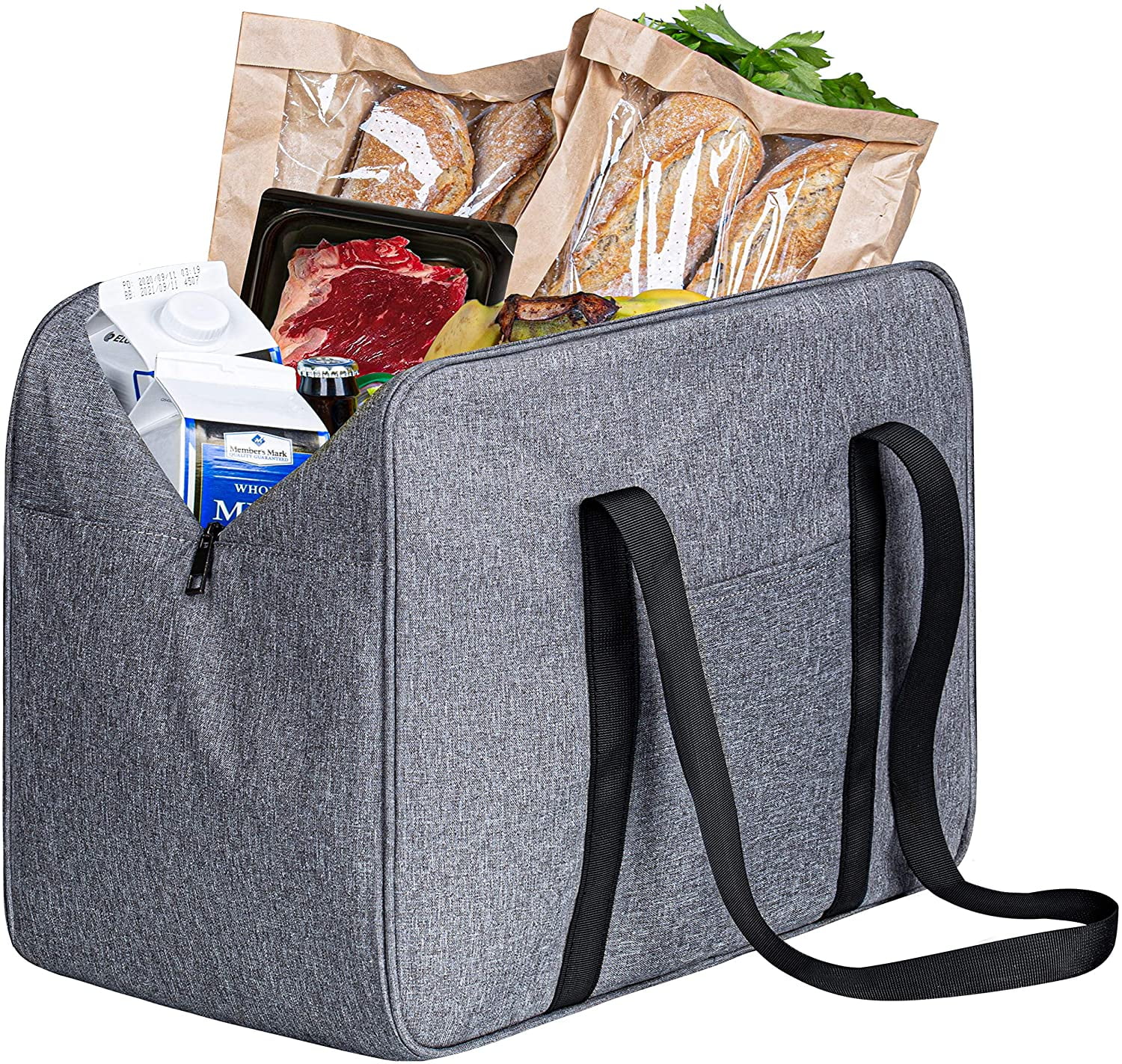 Insulated Shopping Tote Bag Zippered Heavy Duty Reusable Cooler Grocery