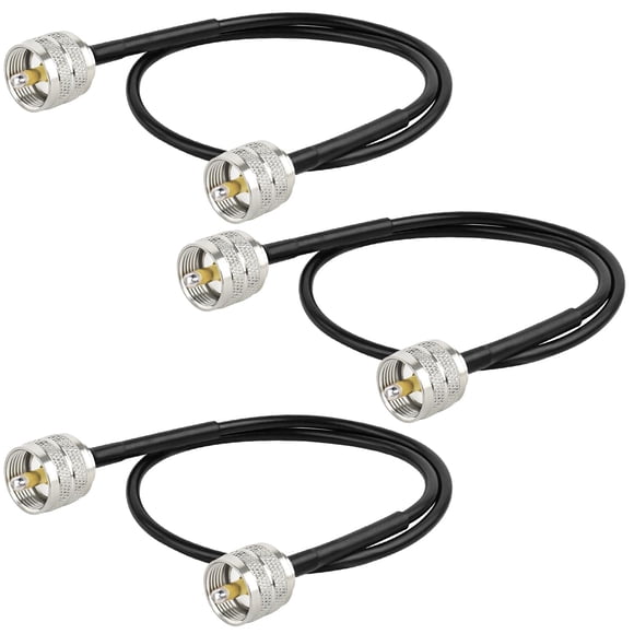 MOOKEERF RG8x Jumper Cable 2ft 3 Pack CB Coax Cable PL259 UHF Connector 50 ohm Low Loss for Ham Radio Antenna Analyzer Dummy Load SWR Meter