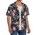 thumbnail image 2 of PAYOHTO Wild Roses Mens Hawaiian Casual Short-sleeved Shirt Tropical Summer Beach Button Down Shirts, 2 of 7