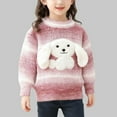 thumbnail image 2 of IVEYRTF Girls Cardigan Sweater with Cute Knit Dog Print Warm Cozy Open Front Solid Color Fall Winter Fleece-Lined Outerwear Sweater Tops(Pink,2 -3 Years), 2 of 7