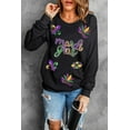 thumbnail image 3 of Women's Black Sequin Fleur de Lis Graphic Pullover Sweatshirt for Mardi Gras - [ZhiHiMeRi] | (US 20-22)2XL, 3 of 6