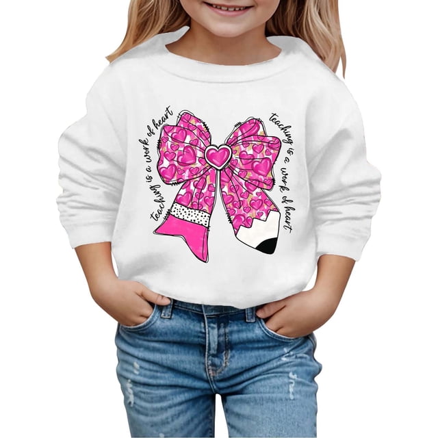 Chandails en Molleton Garçons Manches Longues Filles Imprimé Chandail en Molleton Col Rond Chandail Décontracté Sport Chandails en Molleton Vêtements Automne Taille Filles 6-7 Ans