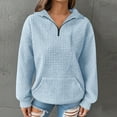thumbnail image 4 of Womens 1/4 Zip Waffle Knit Sweatshirt Casual Loose Long Sleeve V Neck Half Zip Pullover Tops Fall Trendy Outfits, 4 of 5