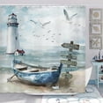 thumbnail image 2 of Veigike Seaside Lighthouse Polyester Shower Curtain, 70" x 70", 2 of 4