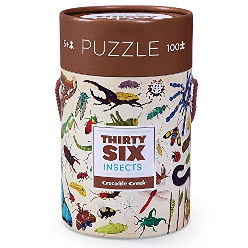 Crocodile Creek Crocodile Creek - Thirty-Six Insects - 100 Piece Jigsaw Puzzle In Canister, Includes Educational Animal Finder Sheet, For Ages 5 Years And Up, 1 Ea Puzzles - image 1 of 2