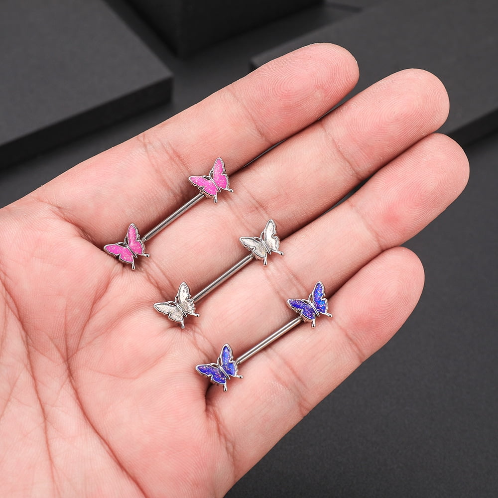 Nipple Barbell 14g Nipple Piercing Butterfly Nipple Jewelry Nipple Ring Bar Body Piercing Jewelry Walmart