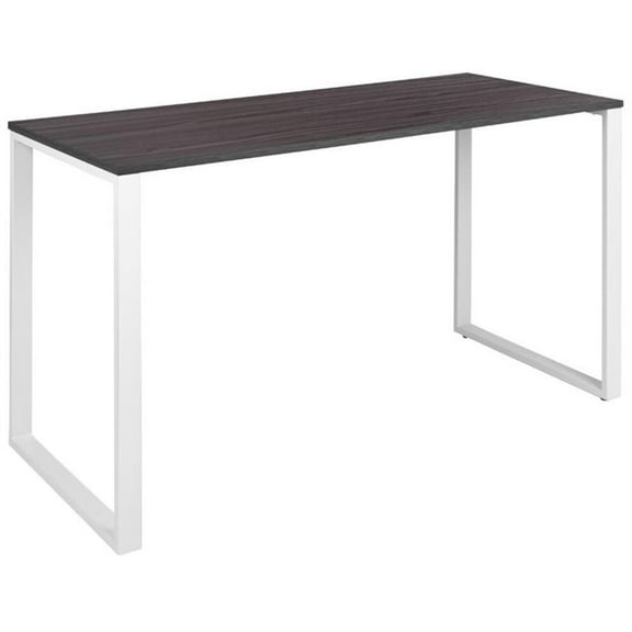 Pemberly Row 55" Industrial Wood Top Writing Desk in Rustic Gray