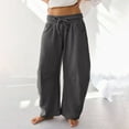 thumbnail image 3 of Women's High Waist Wide Leg Sweatpants Elastic Drawstring Loose Lounge Pants with Pockets Casual, 3 of 21