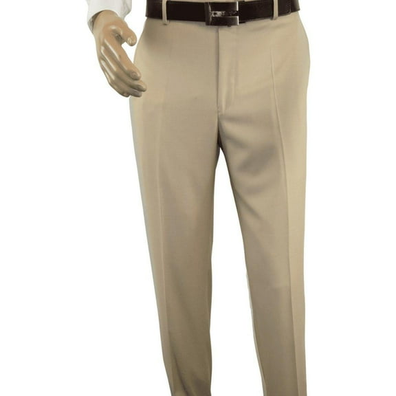 Mens MANTONI Flat Front Pants All Wool Super 140's Classic Fit 40901 Beige