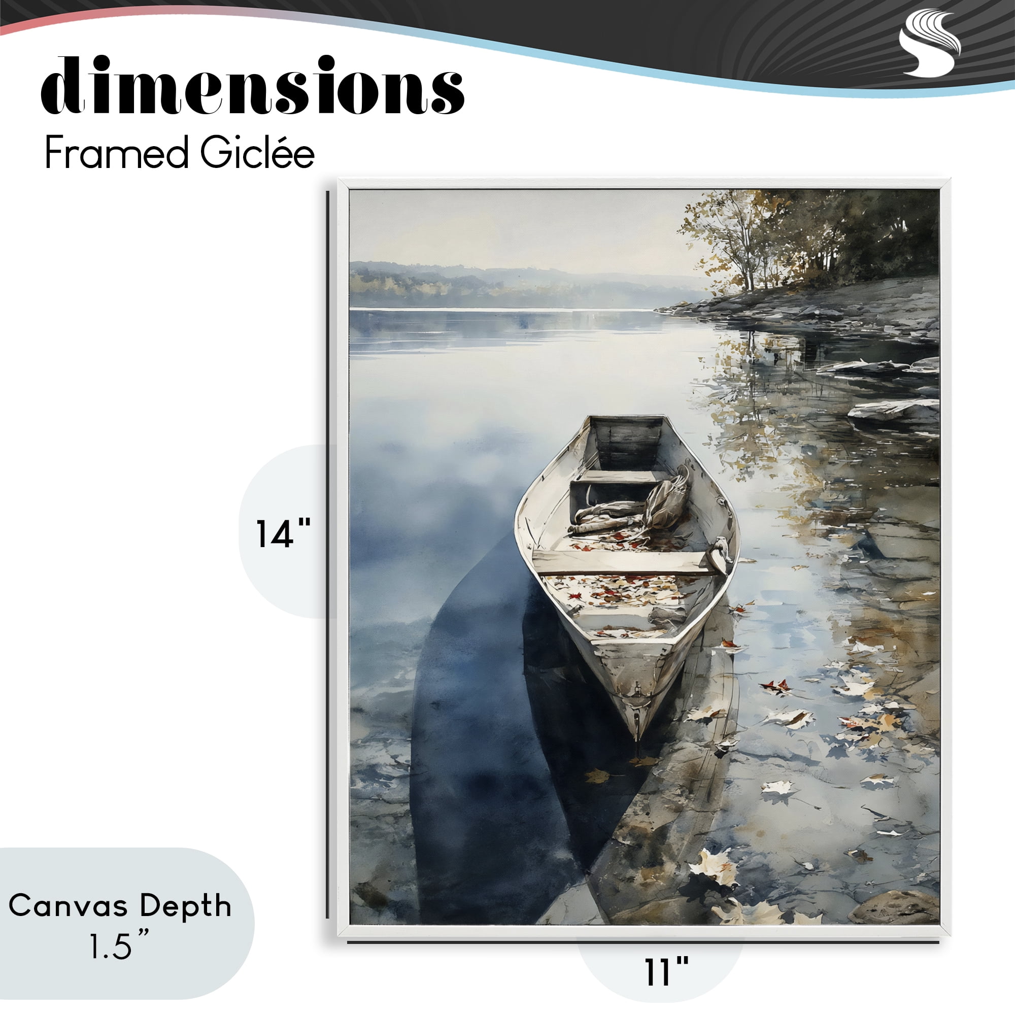 Stupell Industries Boat In The Fall Reflection White Framed Giclee Art, design by Franklyn Gregory
