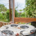 thumbnail image 2 of Ambesonne Boho Fitted Round Tablecloth, Bohemian Crescent Moon Flowers, 45"- 56" Diameter, Dark Blue Grey Amber, 2 of 5