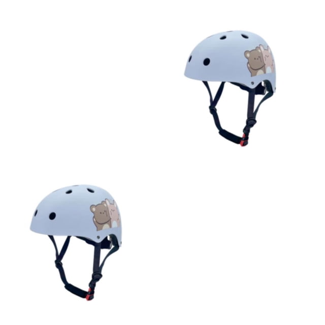 Yuarrent ABS Ligero Y Seguridad Garantizada Casco Resistente A Los Impactos Para Ciclismo Patinaje Y Patinaje Sobre Ruedas Osos Azules Claros Osos celestes METRO【55-58CM】 2piezas