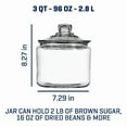 thumbnail image 2 of Glass Jar W/ Lid 3 Quart Food Storage Wide Mouth Ideal Kitchen Bakery Laundry Us, 2 of 2