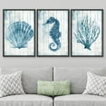 thumbnail image 2 of PixonSign Framed Wall Art Set Blue Seahorse and Seashell with Coral Watercolor Modern Art Rustic Relax/Calm Warm Pastel Canvas Print for Living Room, Bedroom, Office - 16"x24"x3 Black, 2 of 5