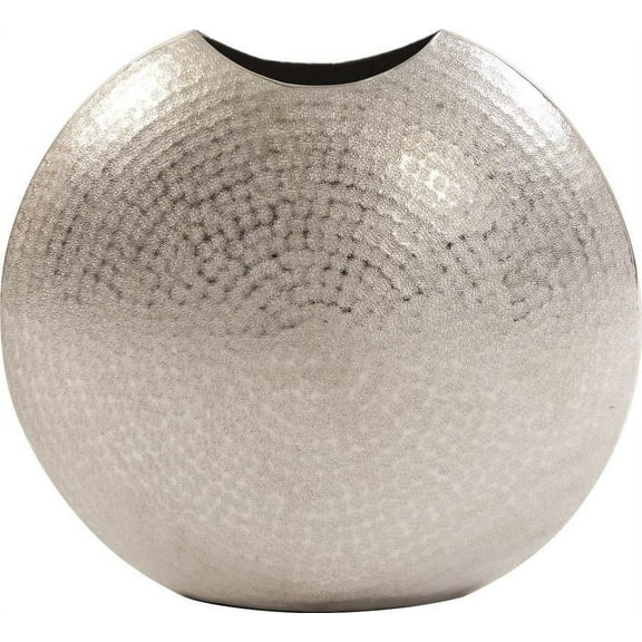 HOWARD ELLIOTT Vase Round Disk-Like Disc Large Frosted Silver Metal Bronze