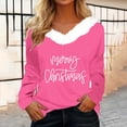 thumbnail image 2 of Enjoytime Christmas Shirts for Women Casual Letter Print V-Neck Patchwork Long Sleeve T-Shirt Tunic Top Womens Blouses, 2 of 4