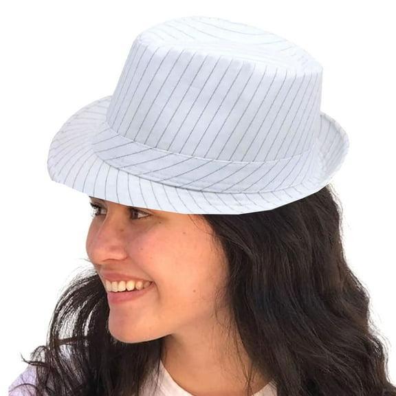 SILVERFEVER Pinstripe Fedora Men's Women's Thin Brim Trbly Hat Gangster Gatsby Costume Hats