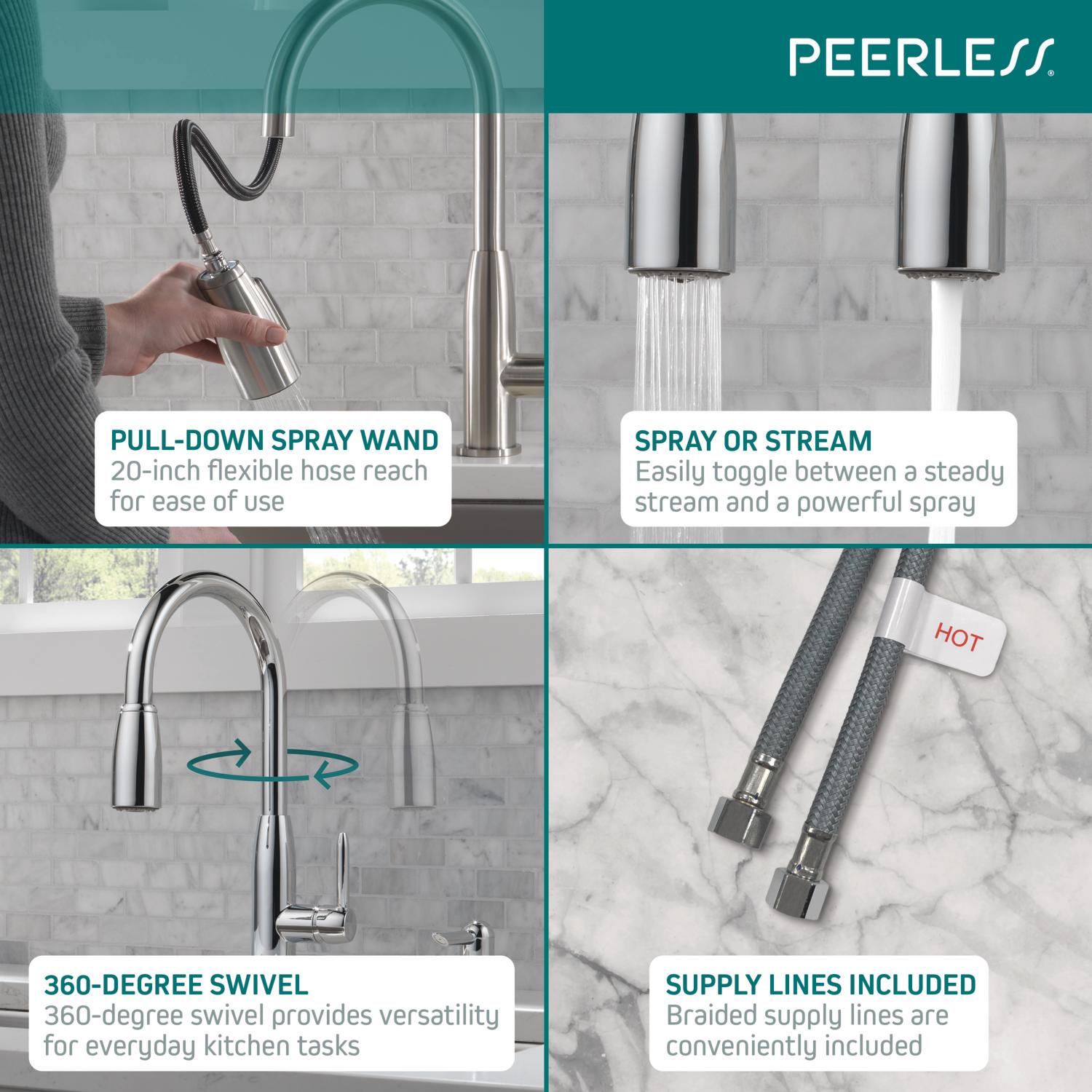 Peerless Single Handle Pull-Down Sprayer Kitchen Faucet with Soap - image 5 of 7